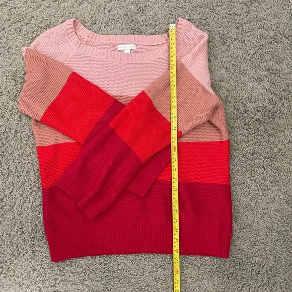 New York & Company Pink and Red Striped Sweater- Large - Picture 4 of 13